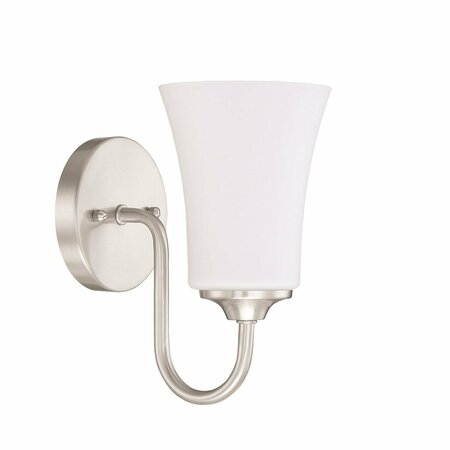 CRAFTMADE Gwyneth 1 Light Wall sconce in Brushed Polished Nickel White Glass 50401-BNK-WG